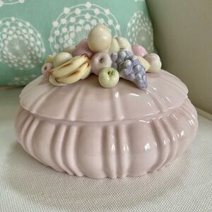 Nippon Yoko Boekin Fruit Pink Porcelain Candy Trinket Dish Bowl Jewelry Box